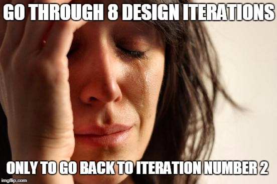 Go through 8 design iterations